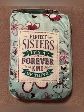 Perfect Sisters Floral Butterflies Zip Tote - Light Blue & Purple NWOT
